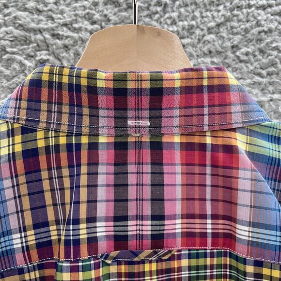 Vince Shirt Mens Medium Colorful Plaid Long Sleeve Cotton Slim Fit Button Down - Picture 11 of 13